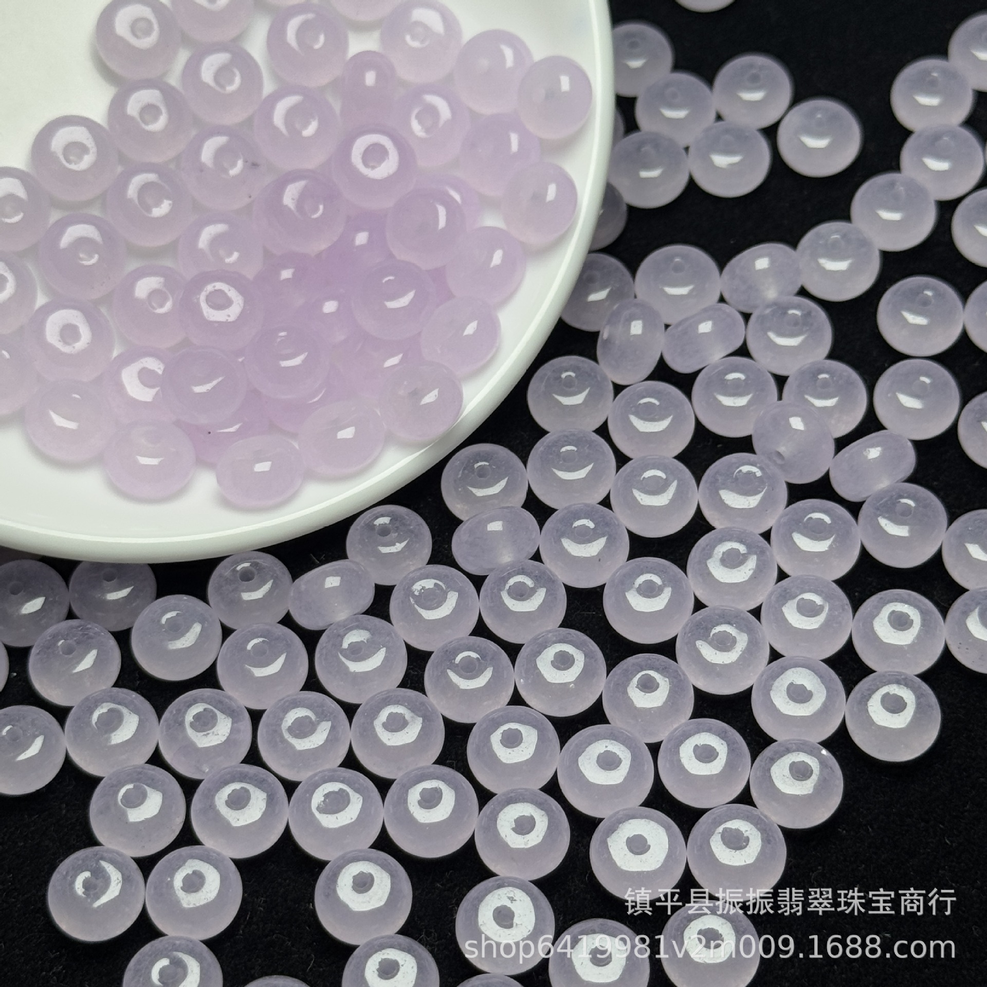 高冰浅粉色8mm算盘珠散珠批发 diy玉石饰品手链项链隔珠玉珠配件