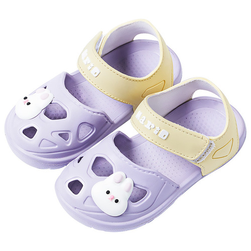 Happy Mary children's sandals, summer and Korean version, baby beach shoes, toe-toe sandals, girls' sports children's hole-in-the-wall shoes