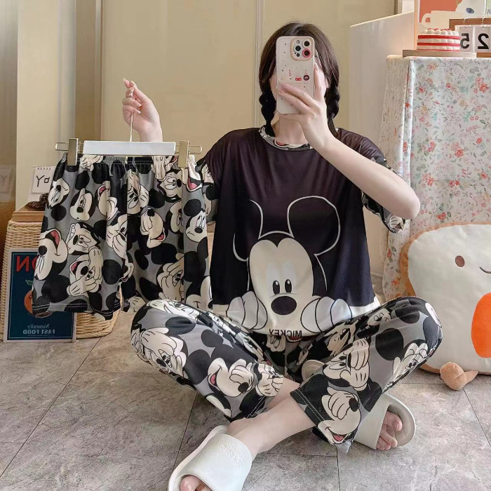 新型外国貿易パジャマ女性半袖半ズボンセット家庭服3セット130グラムは梱包のみをサポートしています|undefined