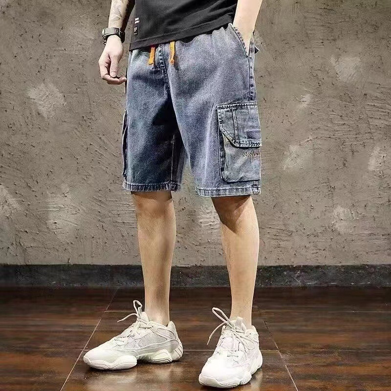 Pantalones de vaqueros para hombres 2026 nuevos pantalones de verano delgados y sueltos de tamaño medio marca de moda pantalones de cinco puntos