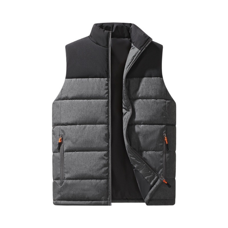 2024 otoño y invierno nueva tendencia espesa hombro ocio cálido sin mangas chaleco de algodón de collar vertical ropa de hombre al por mayor