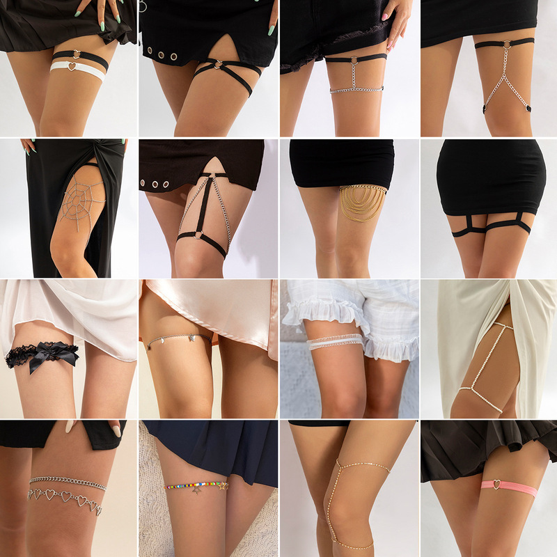 Europe and the United States cross-border jewelry sexy hot girl stretch with lace beach leg ring body chain sweet cool rhinestone tassel leg chain Europe and the United States cross-border jewelry sexy hot girl stretch with lace beach leg ring body chain sweet cool rhinestone tassel leg chain
