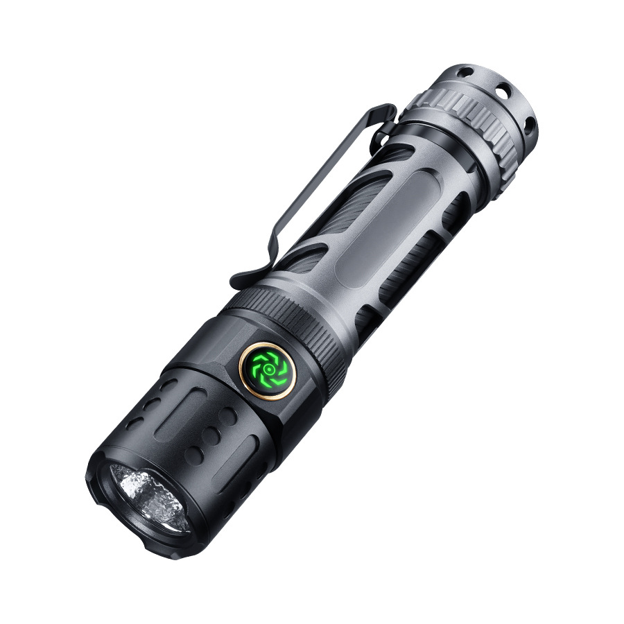 Transfronterizos nueva linterna láser blanca carga luz fuerte larga duración portátil pantalla digital antorcha de aleación de aluminio