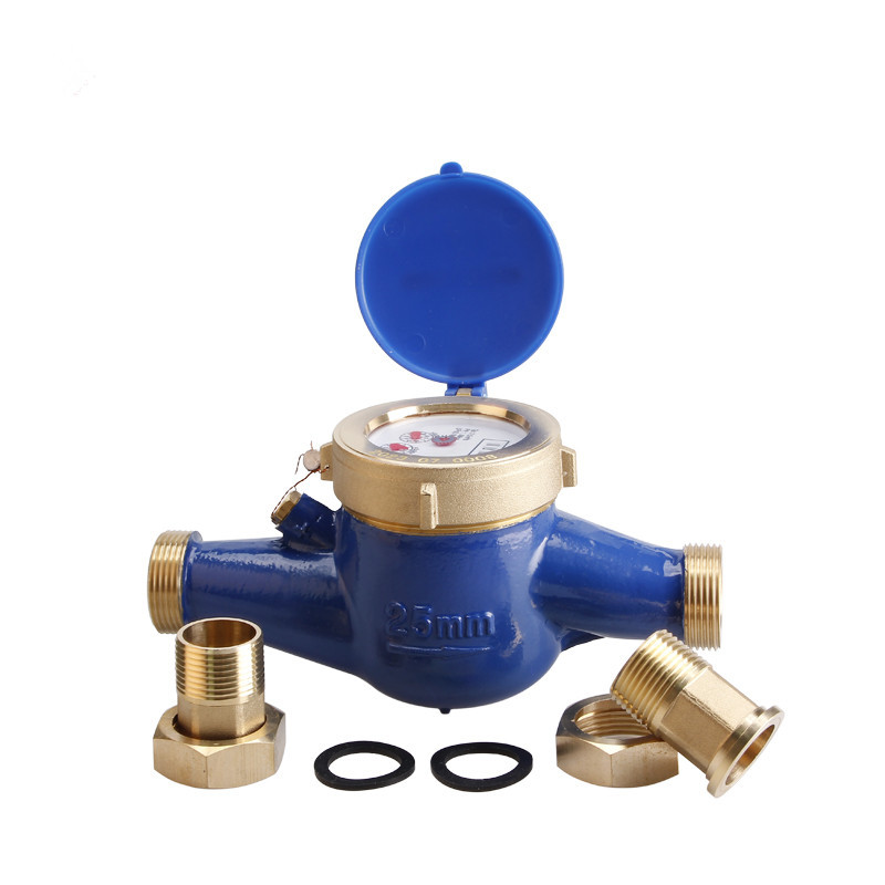 DN25全铜旋翼式水表1“家用自来水干式水表铜壳出口防冻丝扣水表