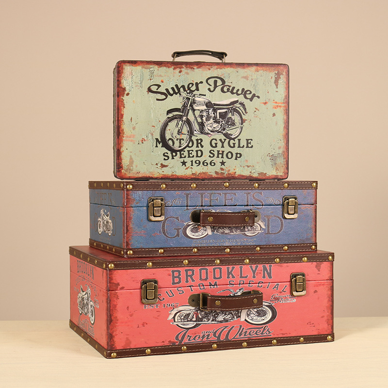 유럽식 복고풍 여행 가방 보관 상자 나무 상자 구식 사진 소품 옷 여행 가방 고민 보관 상자