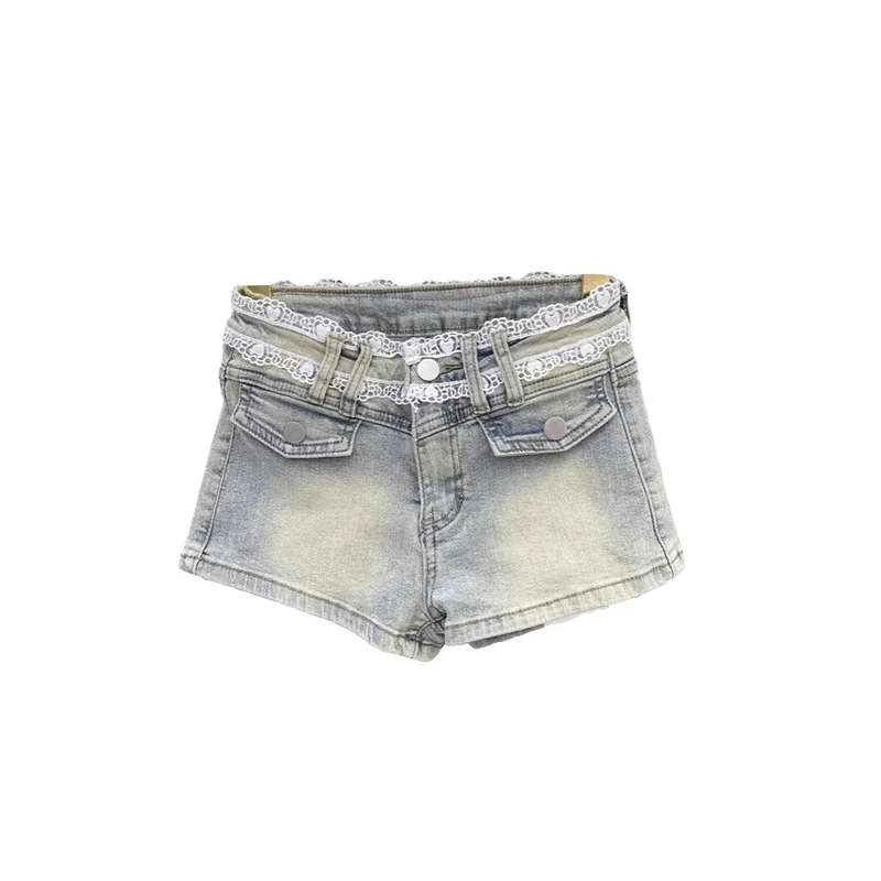 American Hot Girl Low-Waist Denim Super Shorts for Women 2025 Spring and Summer New Slim Fit Hip-Covering Wide-Leg Hot Pants Cross-Border
