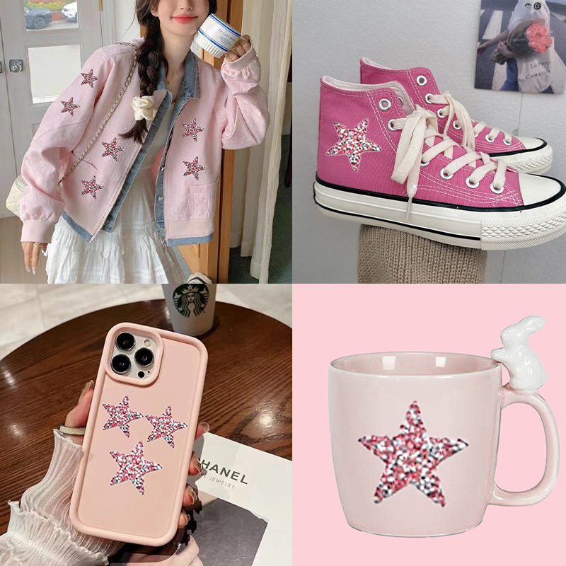 Diamante de diamante de pentaca rosa personalidad DIY cristal diamante de diamante de resina de diamante al por mayor joyas de ropa