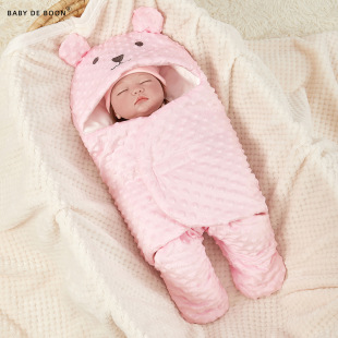 Autumn and Winter Baby Sleeping Bag Bean Velvet Packing Thickened Cotton Bag Baby Anti-Scare Swaddling Towel Baby Cushion