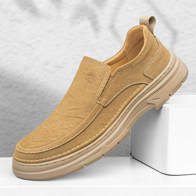 Кожаные мужские повседневные кожаные туфли дышащие удобные простые ножки