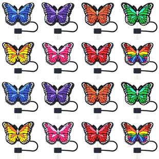 Butterfly Straw Dust Cap 10mm Recyclable Soft Rubber Cartoon Straw Cover Dust Plug