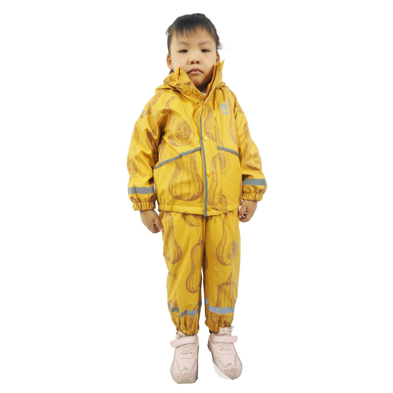 Polyurethane Kidsren's Raincoat Suit Split Rain Pants Thickeneded Rainproof Jacket Pu High Frequency Hot Pressing Custom Processing Factory