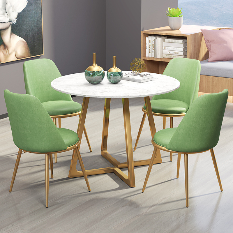 Minimalist modern light luxury negotiation table and chair set for real estate office reception area small round table wholesale, one table with four chairs