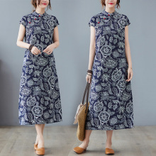 实拍苎麻女夏中式连衣裙显瘦民族风改良旗袍茶服大码禅意裙
