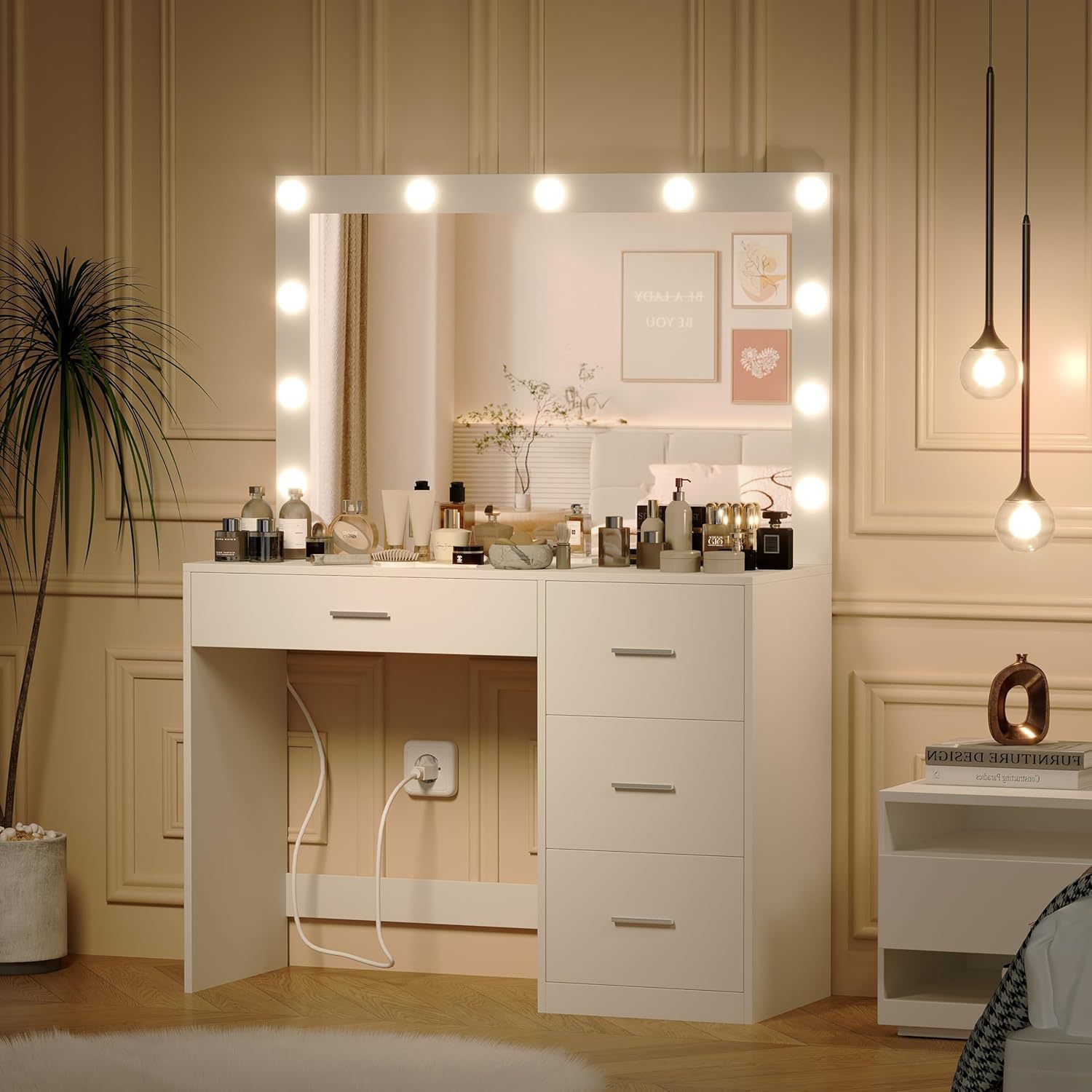Modern Minimalist Makeup Table with Three Adjustable Led Light Strips, Waterproof, with Lights, Cross-Border Internet Celebrity Fill Light