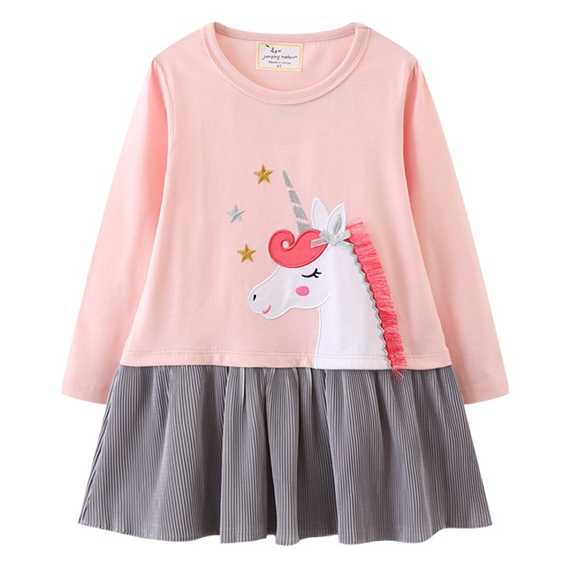 2025 marca de estilo europeo y americano ropa para niños vestido de primavera para niñas falda de manga larga de algodón para niños pequeños y medianos distribución al por mayor