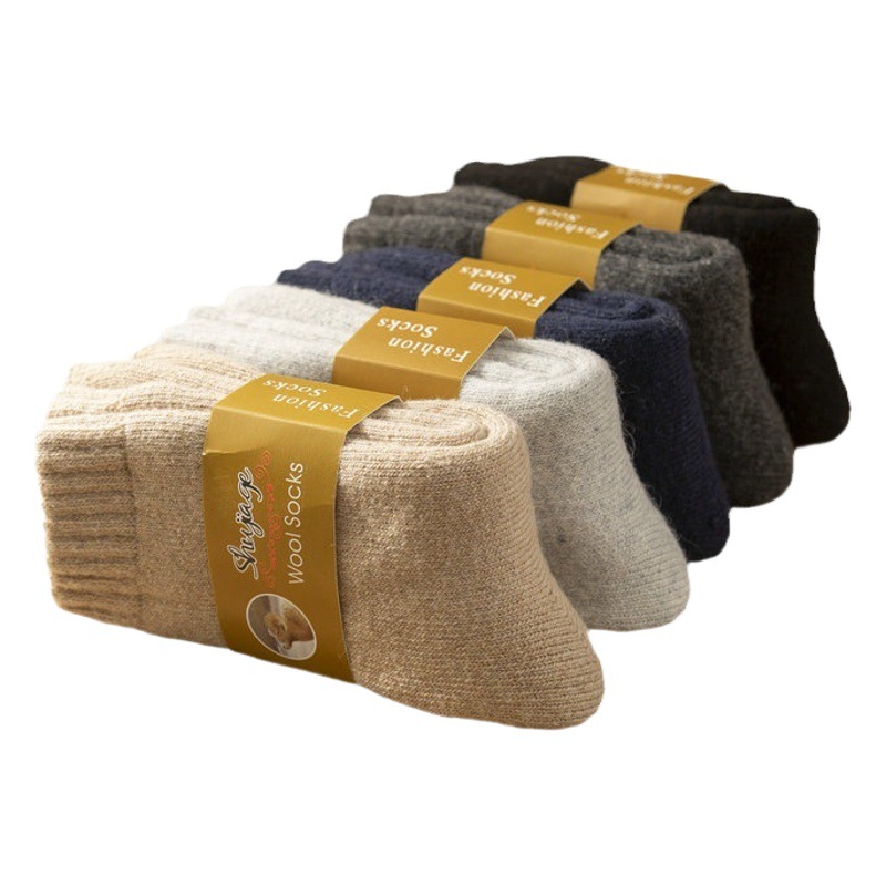 秋冬の純色の大きい厚さのウールの靴下の男女の中筒の靴下の厚い保温の毛の靴下のストッキングのタオルの靴下の卸売り