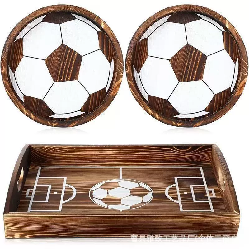 Деревянный поднос для закусок в форме футбольного мяча, портативный поднос для сыра и деликатесов для домашних вечеринок