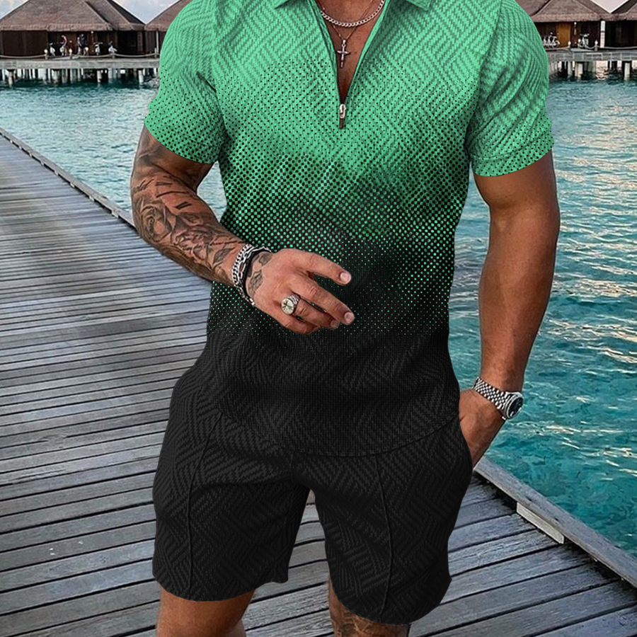 Comercio exterior transfronterizo 2022 verano popular europeo y americano Amazon pantalones cortos de manga corta de dos piezas deportes traje de hombre casual