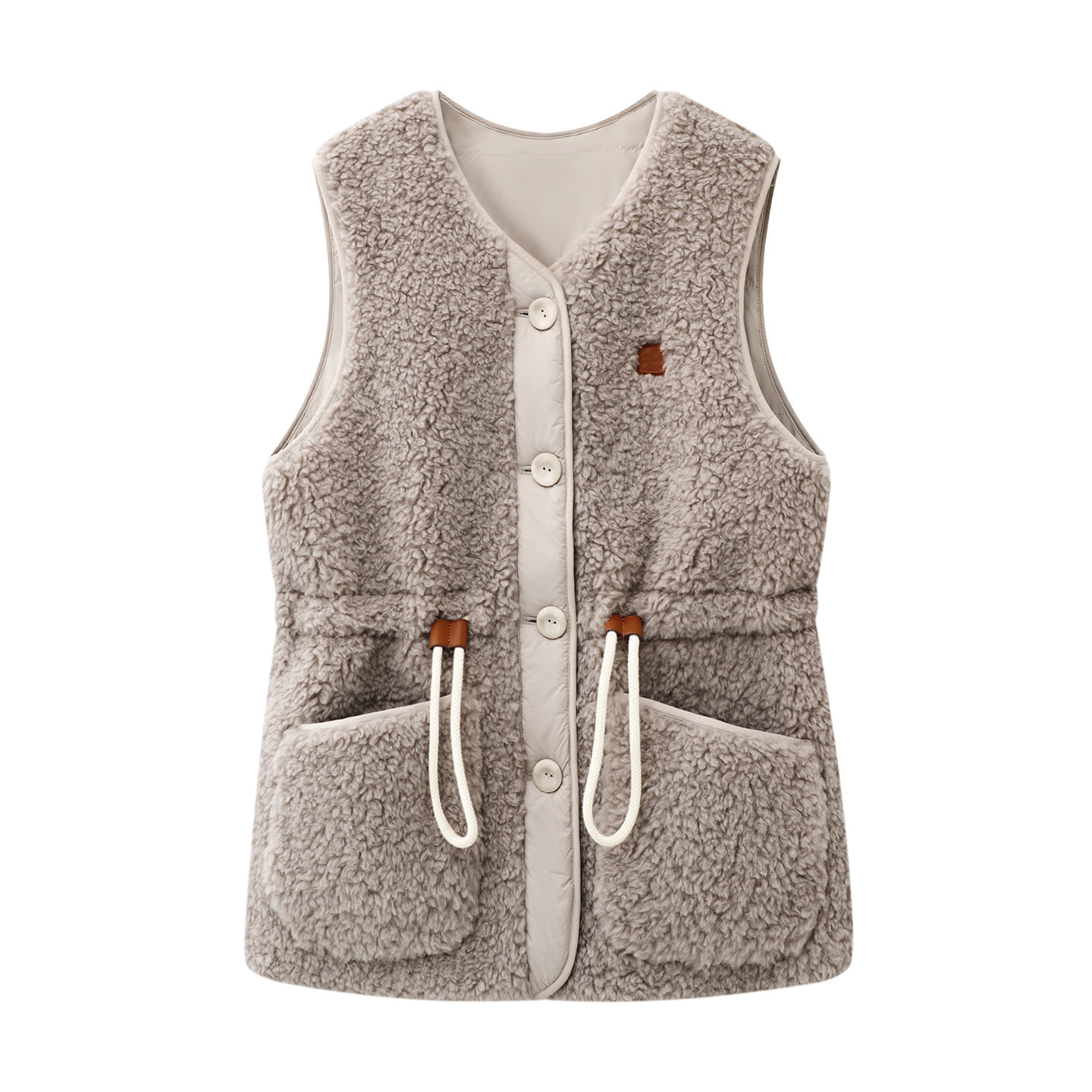 现货 2025冬季新女休闲时尚百搭毛毛中长外套收腰棉服马甲3J4H160