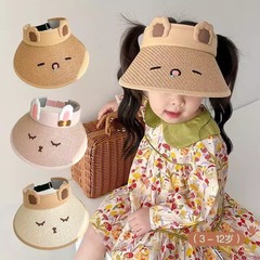 Baby Children Sun Hat Girls Unbrimmed Hat Boys Sun Hat UV Protection Hat Summer Grass Hat