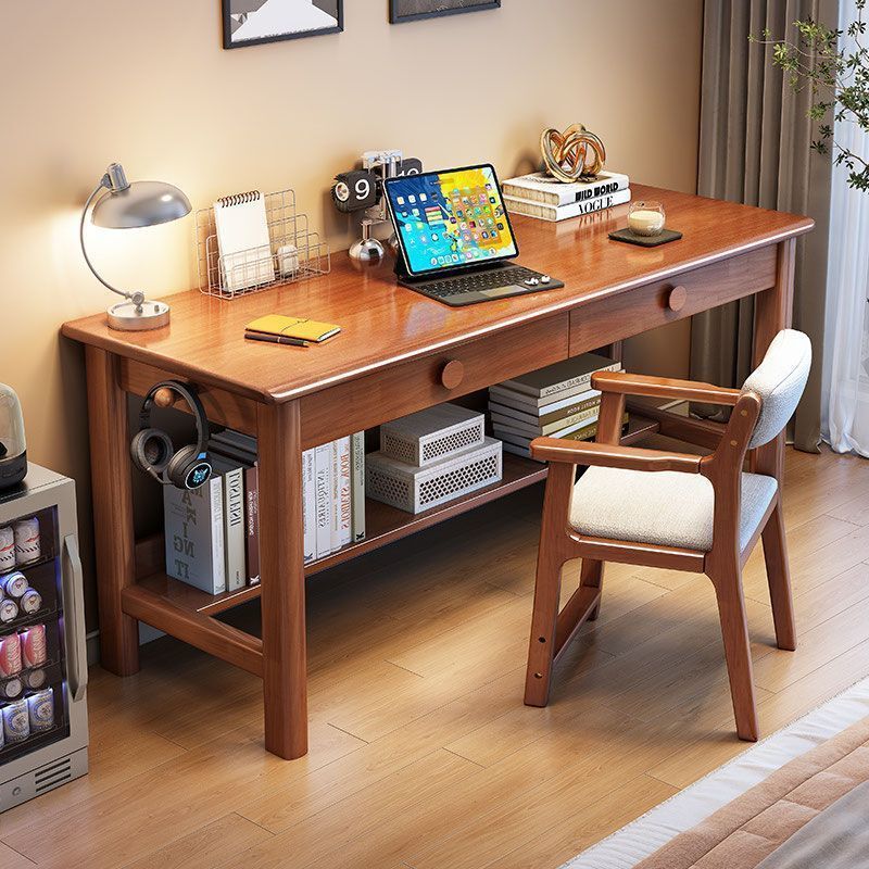 Household Full Solid Wood Narrow Desk 40/60CM Wide Rental Room Bedroom Writing Desk Computer Desk Student Integrated Table