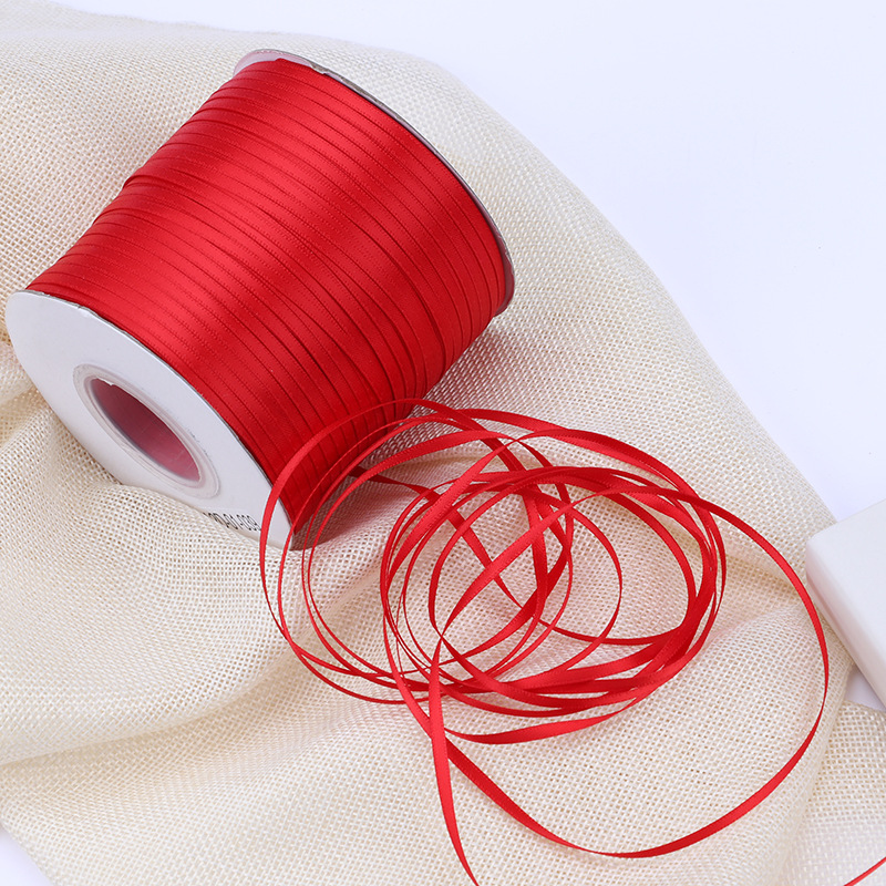 3mm de doble cara cinta de poliéster arco DIY cinta globo cuerda etiqueta grano embalaje fino cinta ropa satén