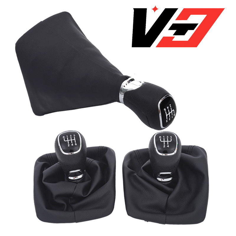 Suitable for Skoda Octavia A5 A6 2004-2012 Chrome Gear Shift Lever with Leather Cover