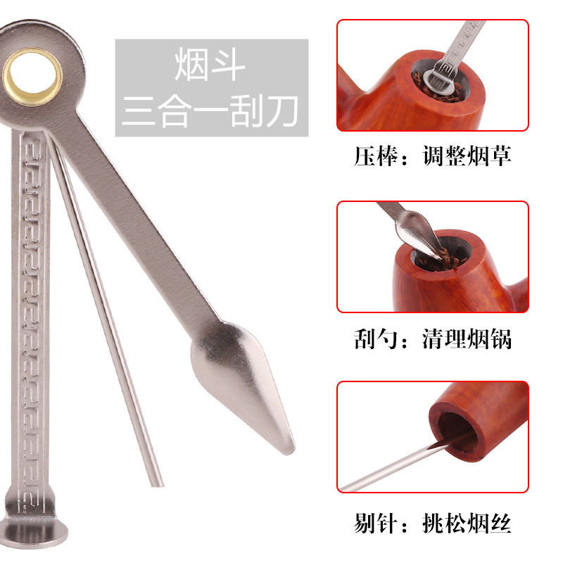 Herramienta limpieza pipas, barra presión metal, raspador, aguja,