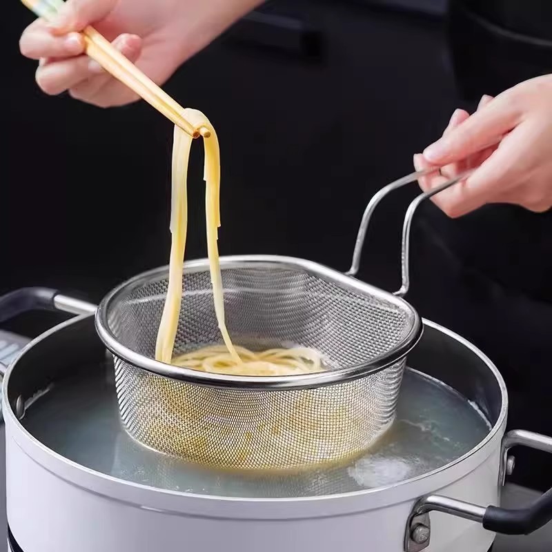 网红不锈钢漏勺网篮厨房捞煮面条油炸火锅烫粉沥水洗菜大过滤网筛|undefined