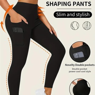 High-Waisted Leggings Cross-Border Amazon Spring and Summer Same Style Tight Sports Pants Double Pocket Women's Butt-Lifting Yoga Cropped Pants