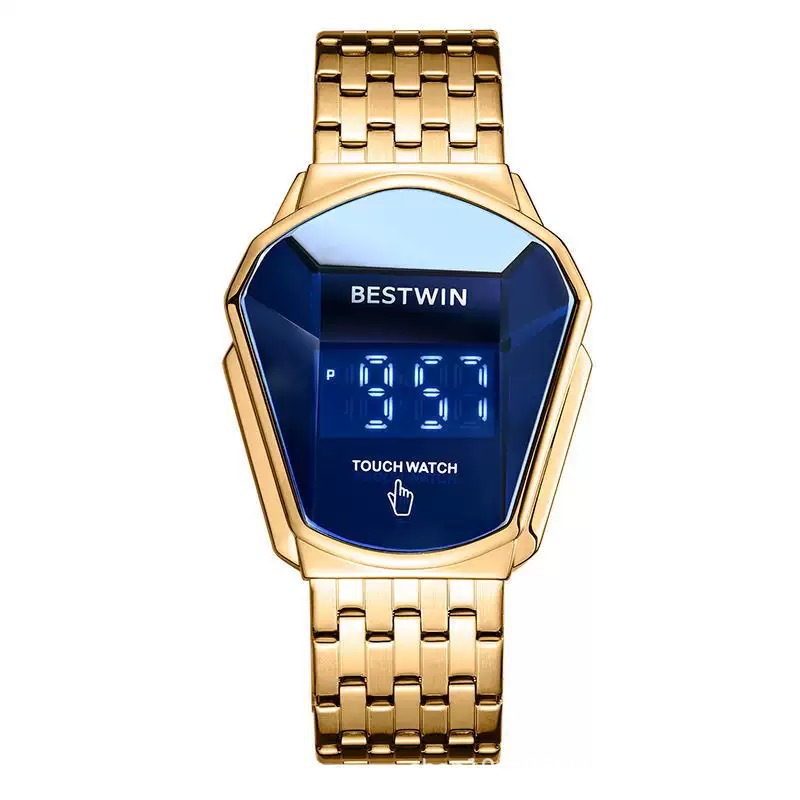 Cross-Border Fashion New Men's Watch Alloy Steel Band Men's Quartz Watch Trendy European and American Dazzling Blue Watch
