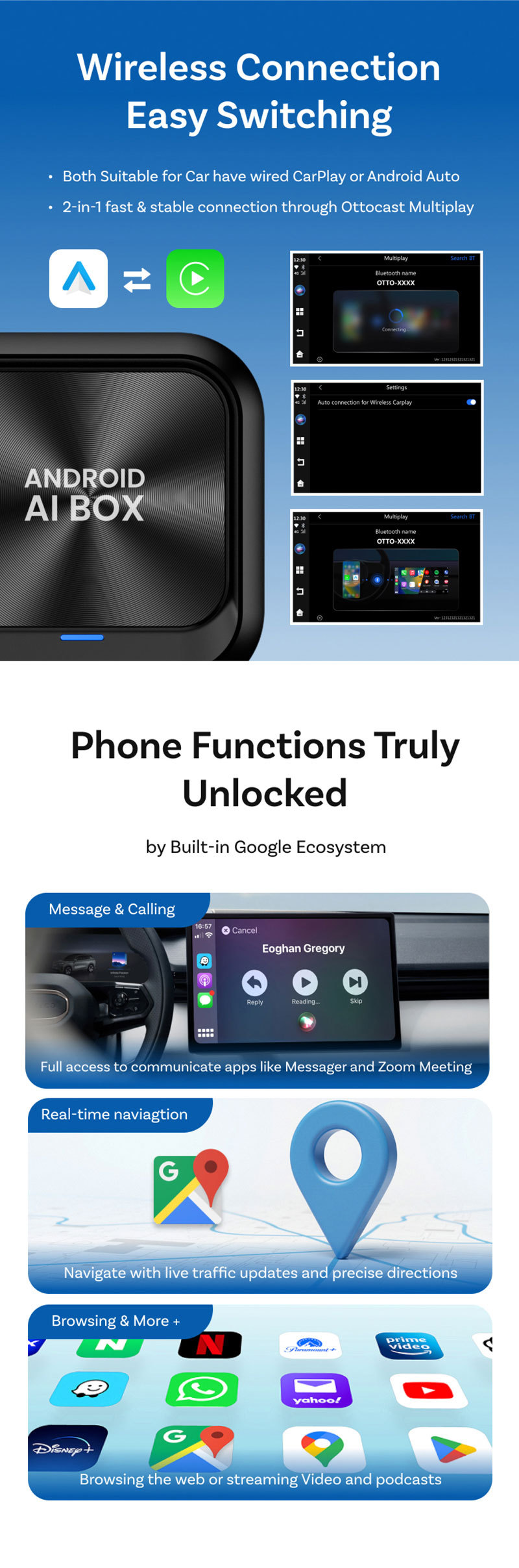 Cross-Border Wireless Carplay Box Wired to Module Car Adapter Car-Machine Adaptation Interconnection Android Mini
