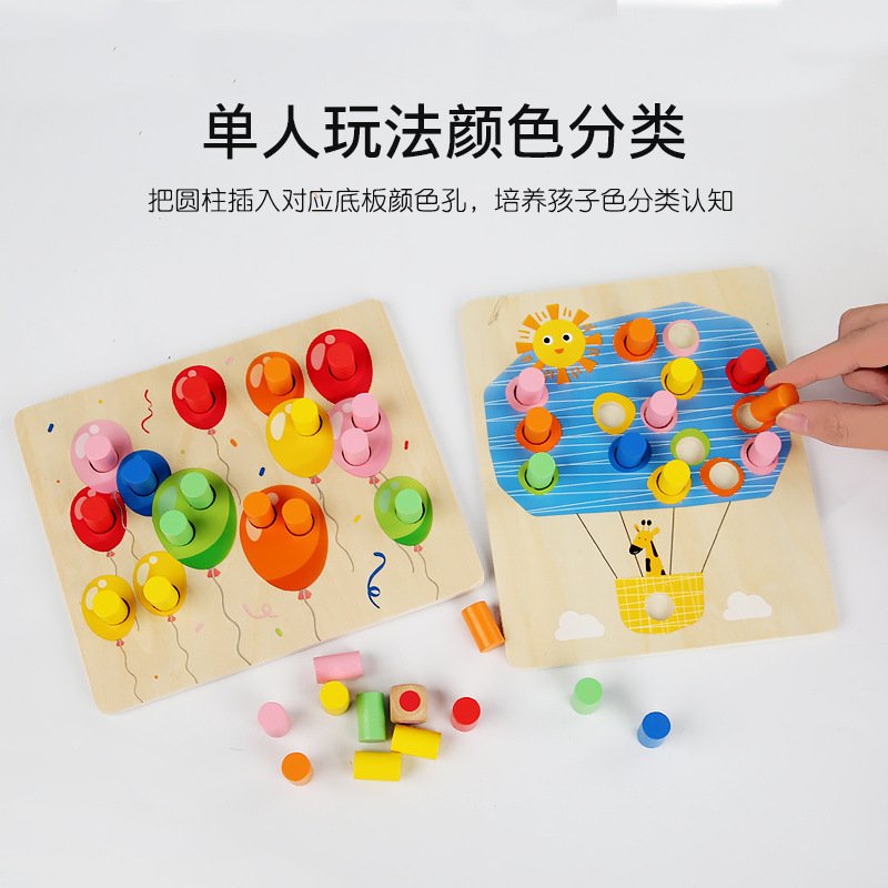 早教の益智のアルファベットのパズルの子供の集中力の手は板の赤ちゃんの動物の数字の玉の木のおもちゃの色をつかみます。|undefined