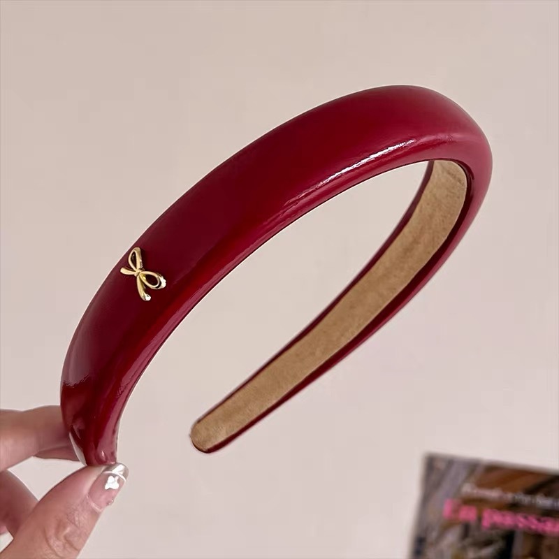 # 180 red leather single bow wide-brimmed headband