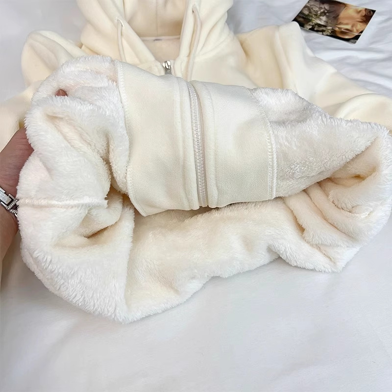 加绒加厚羊羔毛卫衣外套女春秋新款摇粒绒上衣特厚羊羔绒开春外搭|undefined