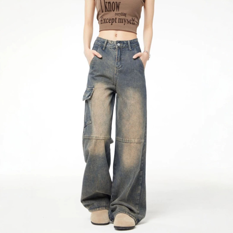 Cross-Border Foreign Trade Specializes in Supplying New Styles of Workwear Jeans, Unisex Multi-Pocket Casual American High Street Jeans