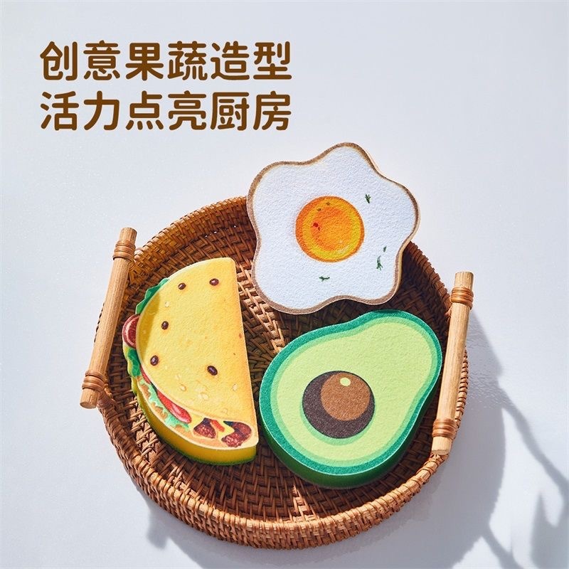 可爱造型新款百洁布卡通印花 加厚高密度洗碗擦百洁布厨房海绵擦|undefined