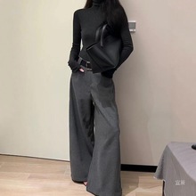 番茄妹妹秋冬新款韩版低腰呢子休闲阔腿裤拖地长裤女