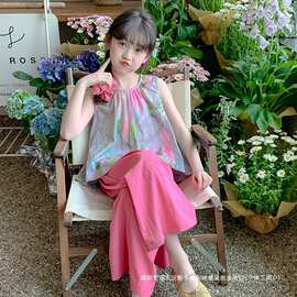 女童夏装套装2026新款儿童夏季背心上衣小女孩短袖洋气休闲两件套