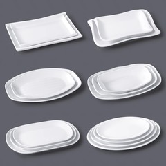 密胺白色塑料仿瓷餐盤商用長方形菜盤腸粉碟飯店餐廳火鍋配菜盤子