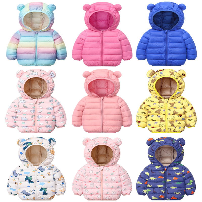 Capa de algodón de pluma para niños, nuevo tipo de chaqueta de algodón con capuchón ligero para niños y niñas, chaqueta de algodón para niños pequeños.
