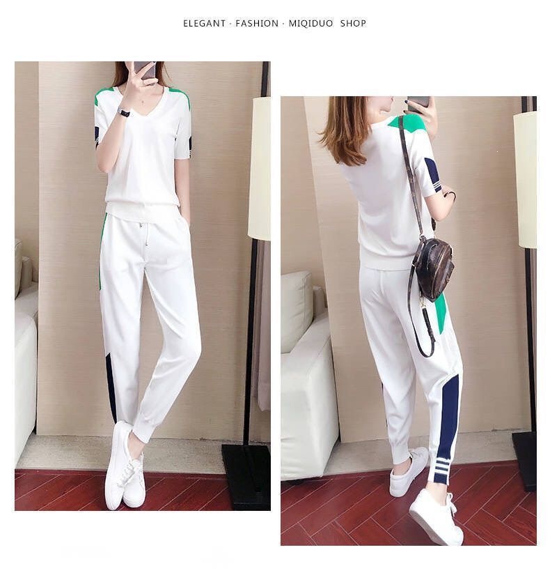 Women's Casual Sports Suit Set Short Sleeved Cropped Pants Fashionable And Stylish Two Piece Set Summer Style 2026 Popular New_ecoleips.com