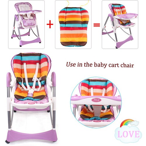 Baby car seat cotton cushion rainbow thickened model child safety seat baby dining chair seat cushion stroller seat accessories