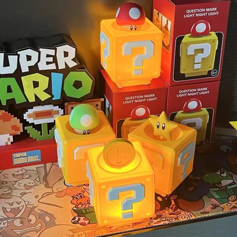 Cross-Border Question Mark Lamp Mario Led Decorative Table Lamp Gold Coin Question Mark Creative Kidsren's Bedside Night Light Gift