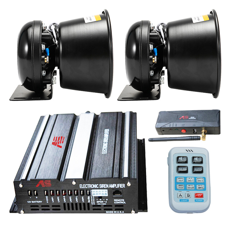 Car-mounted wireless alarm system, 600W dual-channel loudspeaker, high-pitched siren, and amplifier A10G + square-mouth speaker