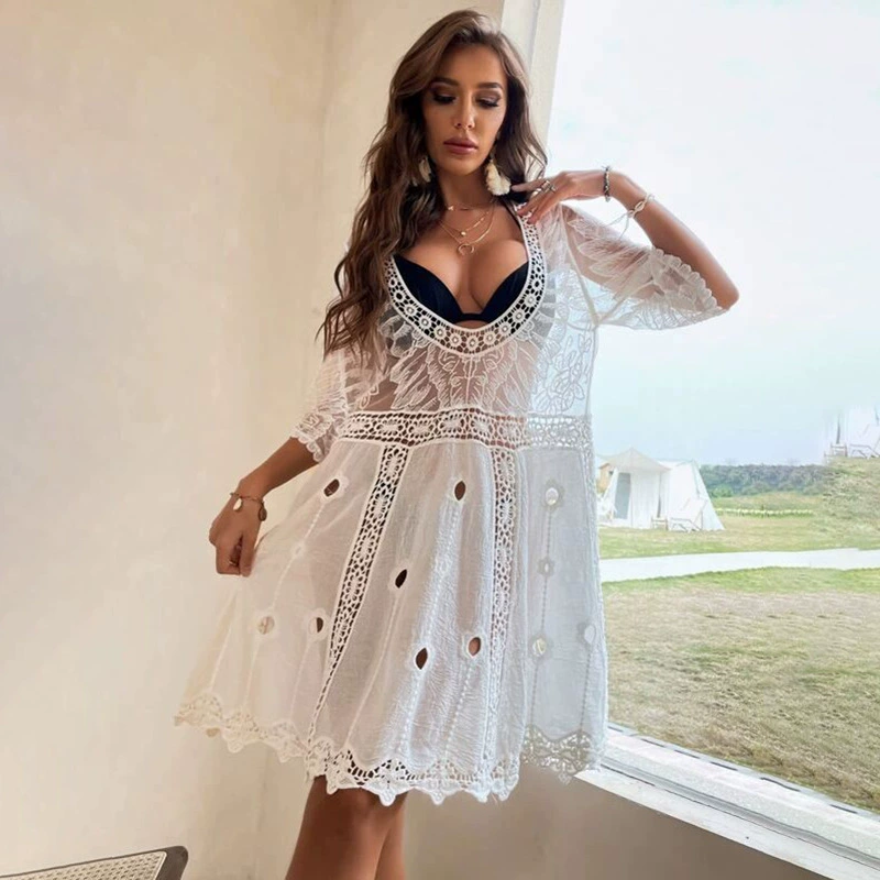 Пляжное купальник из кружевa летний, европейский стиль, защита от солнца