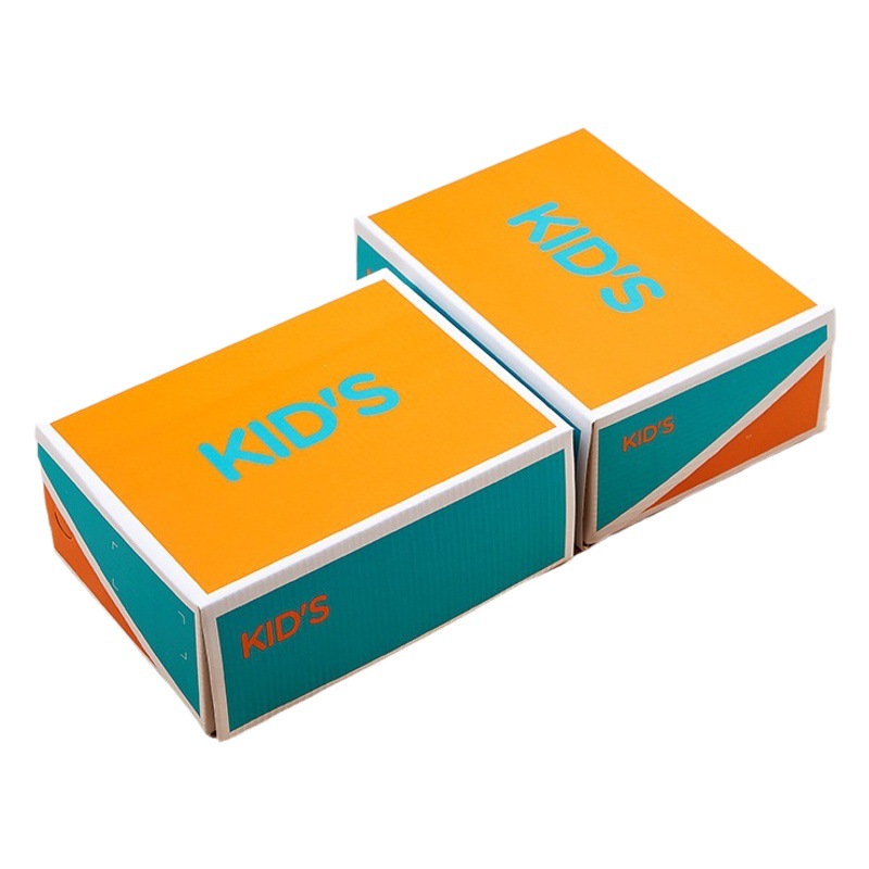 Caja de zapatos para niños, caja de papel, tapa abatible, dibujos animados, bebé, niño, comercio electrónico, protección del medio ambiente, papel kraft, caja de zapatos, caja de embalaje, logotipo al por mayor