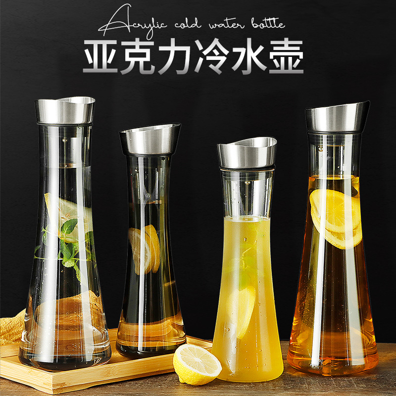 Botella de agua fría con tapa de acero inoxidable para pc, barra simple y clara, botella de agua fría para el hogar, olla de jugo resistente a altas temperaturas, olla de barman