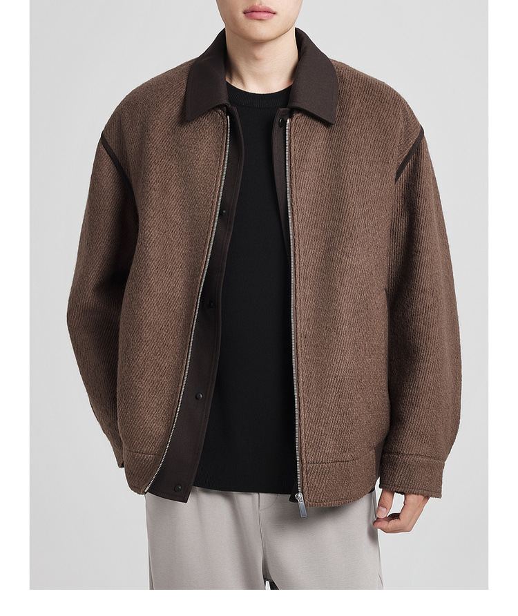 Áo phao nam dáng ngắn phong cách Old Money chất liệu twill — Màu cà phê nâu chi tiết 28