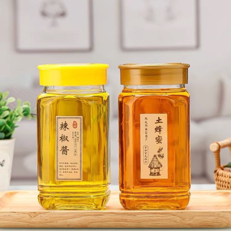 厂家现货玻璃蜂蜜瓶八角玻璃瓶一斤二斤装蜂蜜瓶